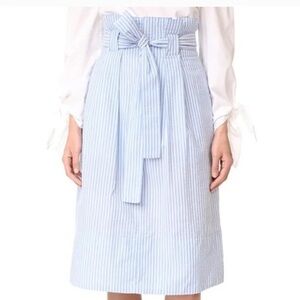 Club Monaco Sz 4 Cotton Seersucker Midi Skirt Belt Pockets Sailorcore Coastal